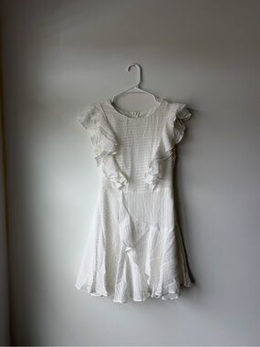 White Ruffle Sleeve Mini Dress